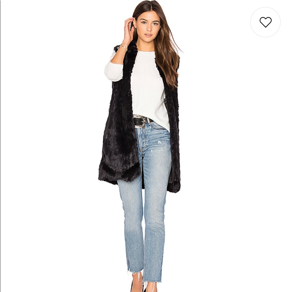 John + Jenn Laurent Faux Fur Vest in Caviar